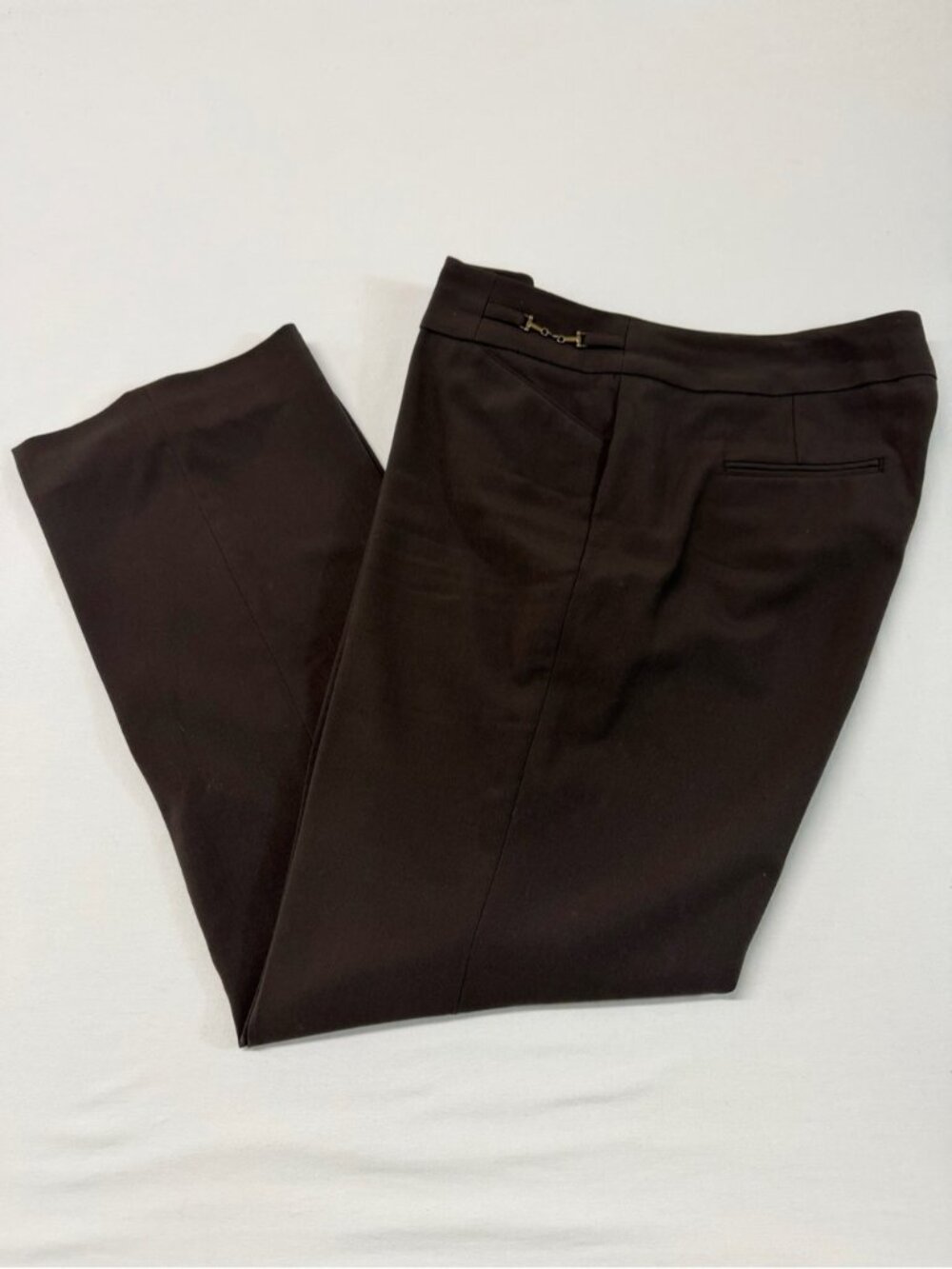 Larry Levine Dark Brown Mid Rise Straight Leg Tailored Slacks Dress Pants 1813